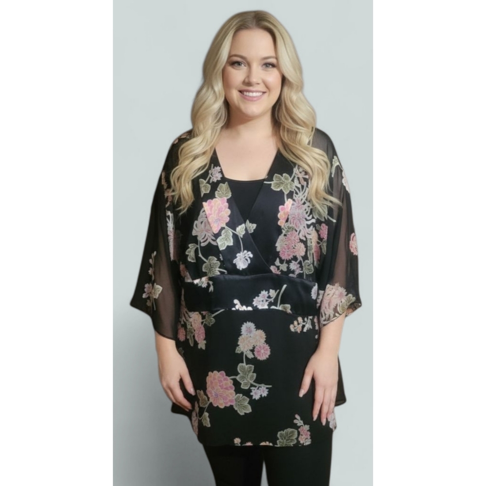ECI New York Woman Semi Sheer Floral Blouse